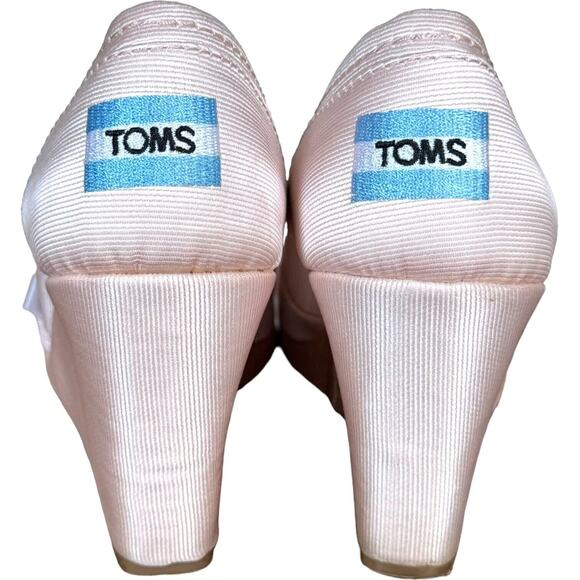 TOMS Womens Wedding Collection Pumps Pink Grosgrain Wedge Peep Toe Slip On 8 - Picture 8 of 12